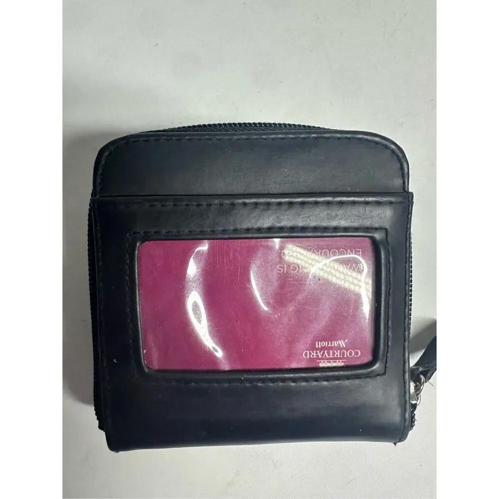 New Balance Men’s Wallet Cardholder ID window Silver Black Canvas Faux Leather